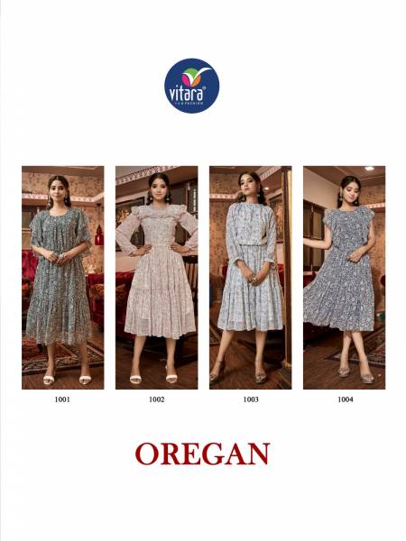 Oregan By Vitara Printed Party Wear Kurtis Catalog
